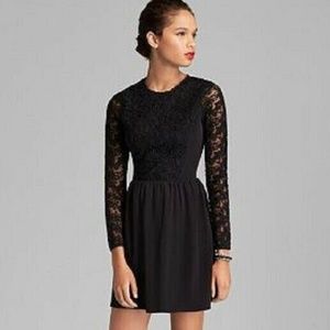 Dolce Vita Black Dress with floral mesh long sleeves Size Small